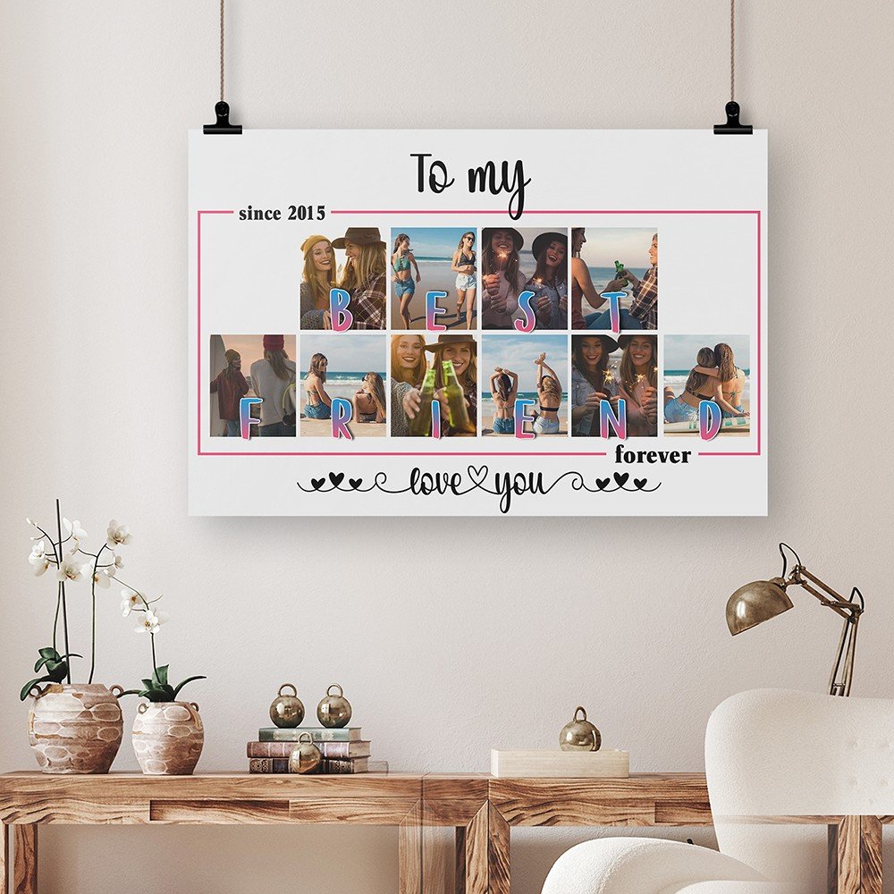 Personalized Gift For Best Friend Collage Poster Photo BFF Gift Poster