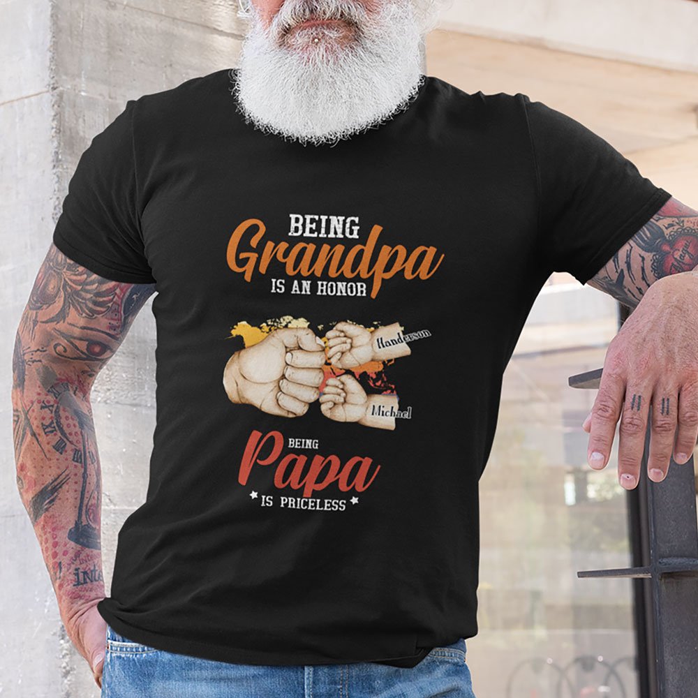 Grandpa Papa Grandfather With Grandkids Personalized Shirt