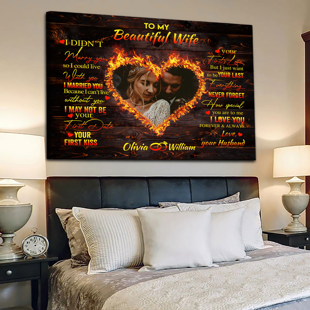 Gift For Wife From Husband, To My Beautiful Wife Personalized Canvas