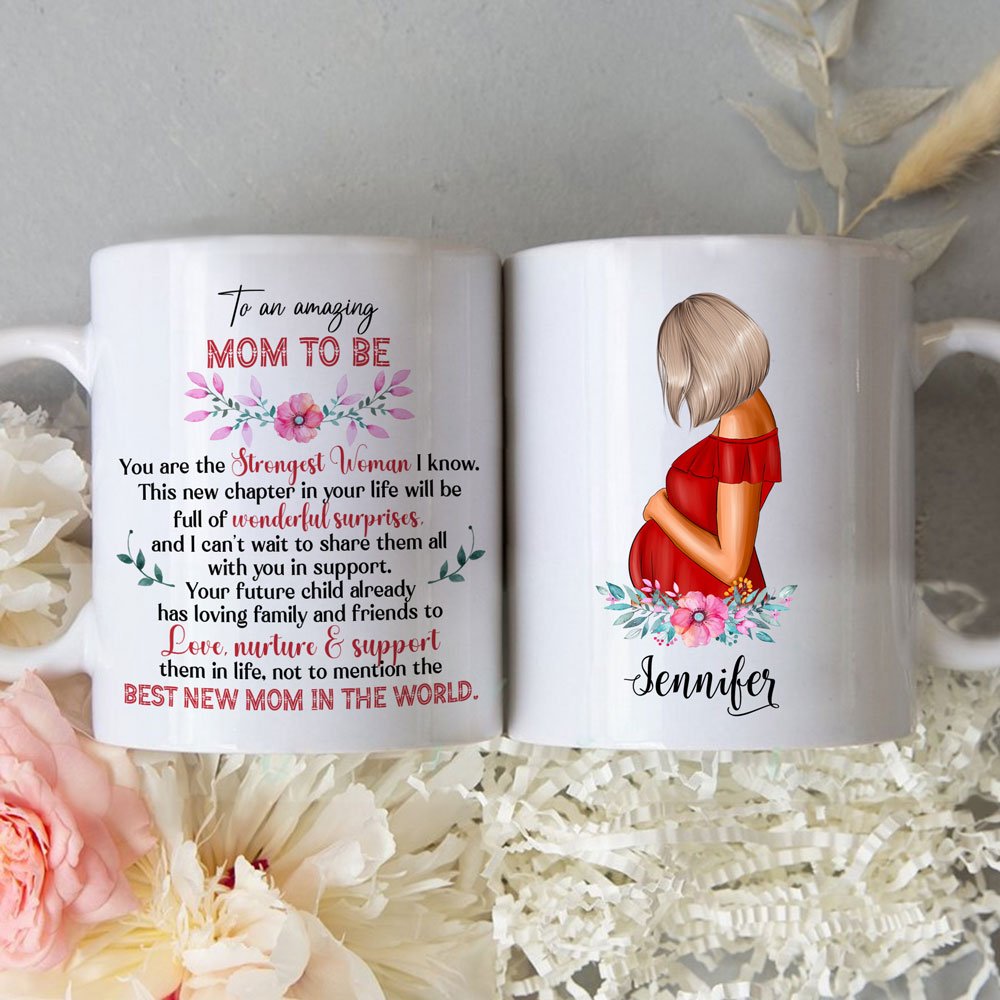 Expecting Mom Mom To Be The Strongest Woman Personalized Mug