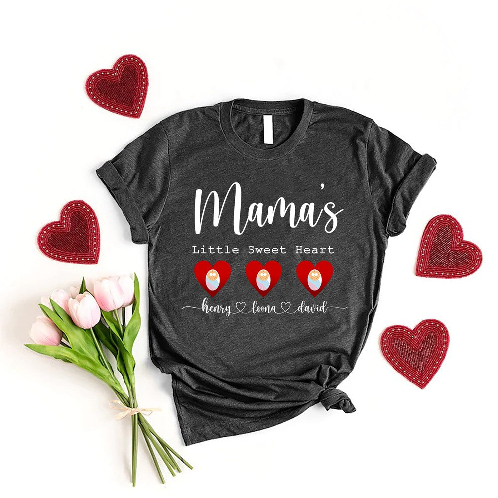 Personalized Mom Valentines Day Shirt Mama's Little Sweet Hearts, Valentines Day Gift For Mom Shirt