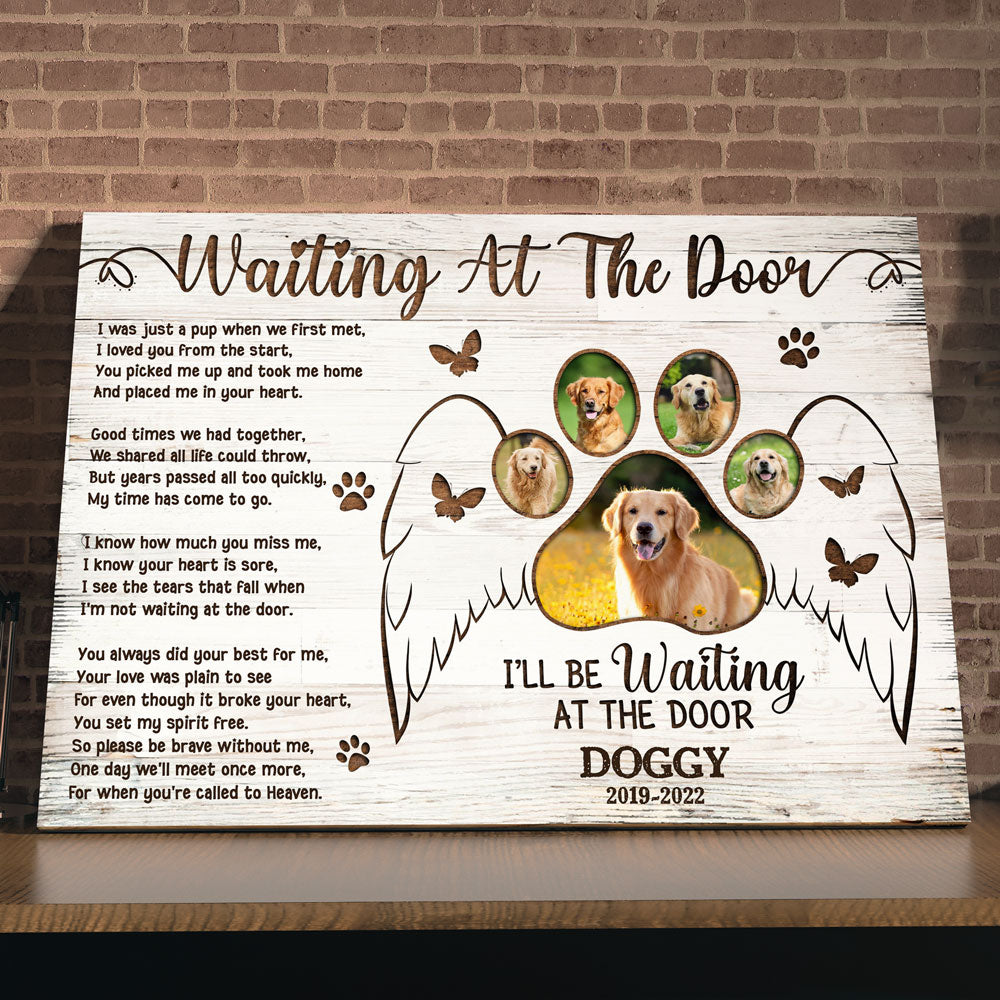 Pet Dog Cat Waiting Door Memorial Personalized Canvas