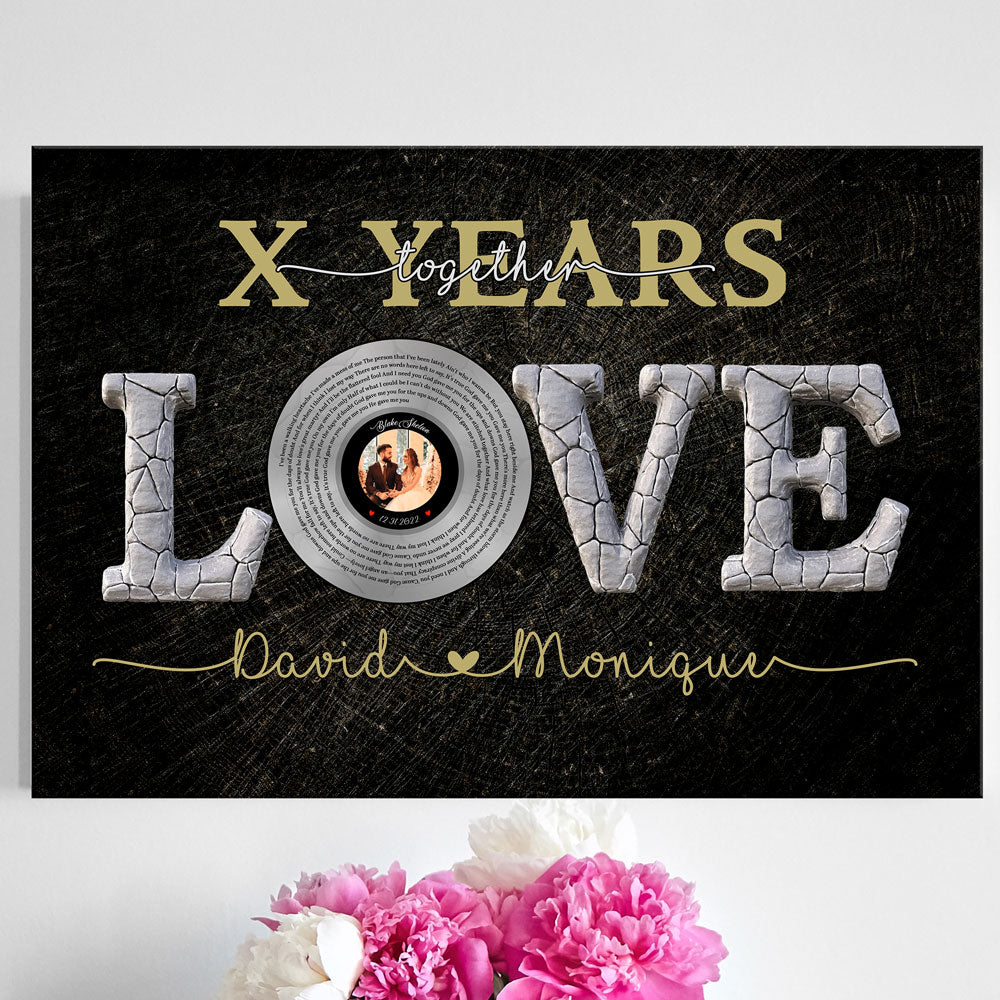 Song Lyrics Couple Anniversary Vinyl Record Personalized Canvas