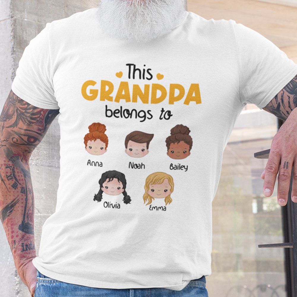 This Grandpa Belongs To Kids Boy Girl Cute Papa Grandpa Personalized Shirt