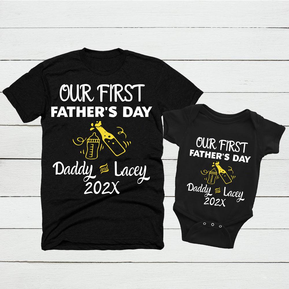 Personalized Our First Father's Day Daddy and Daughter Matching Tshirt