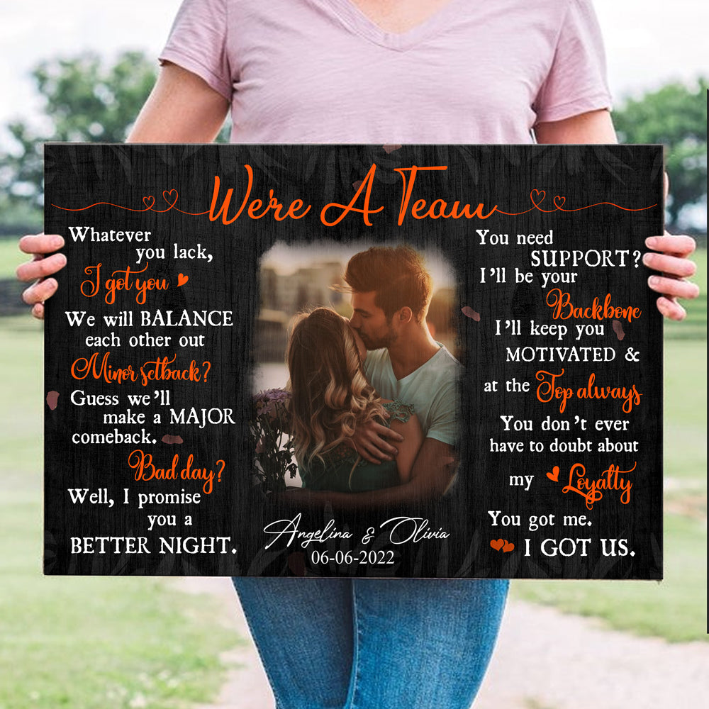 We Are A Team Anniversary Couple Wife Husband Personalized Canvas