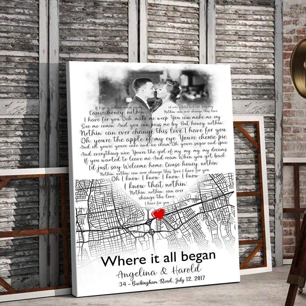 Personalized Anniversary Gift For Him For Her The First Meeting Street Map Where It All Began Canvas