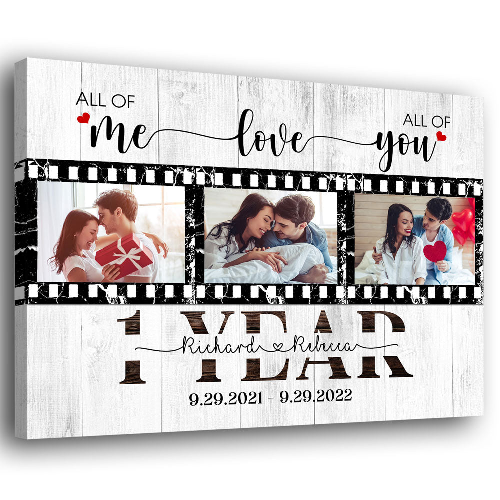 Wife Husband Love All 1st Anniversary Meaningful Personalized Canvas