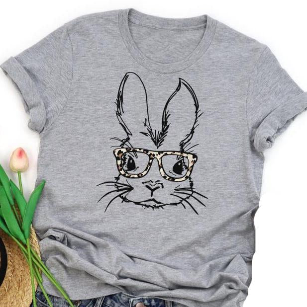 Bunny with glasses women's easter shirt