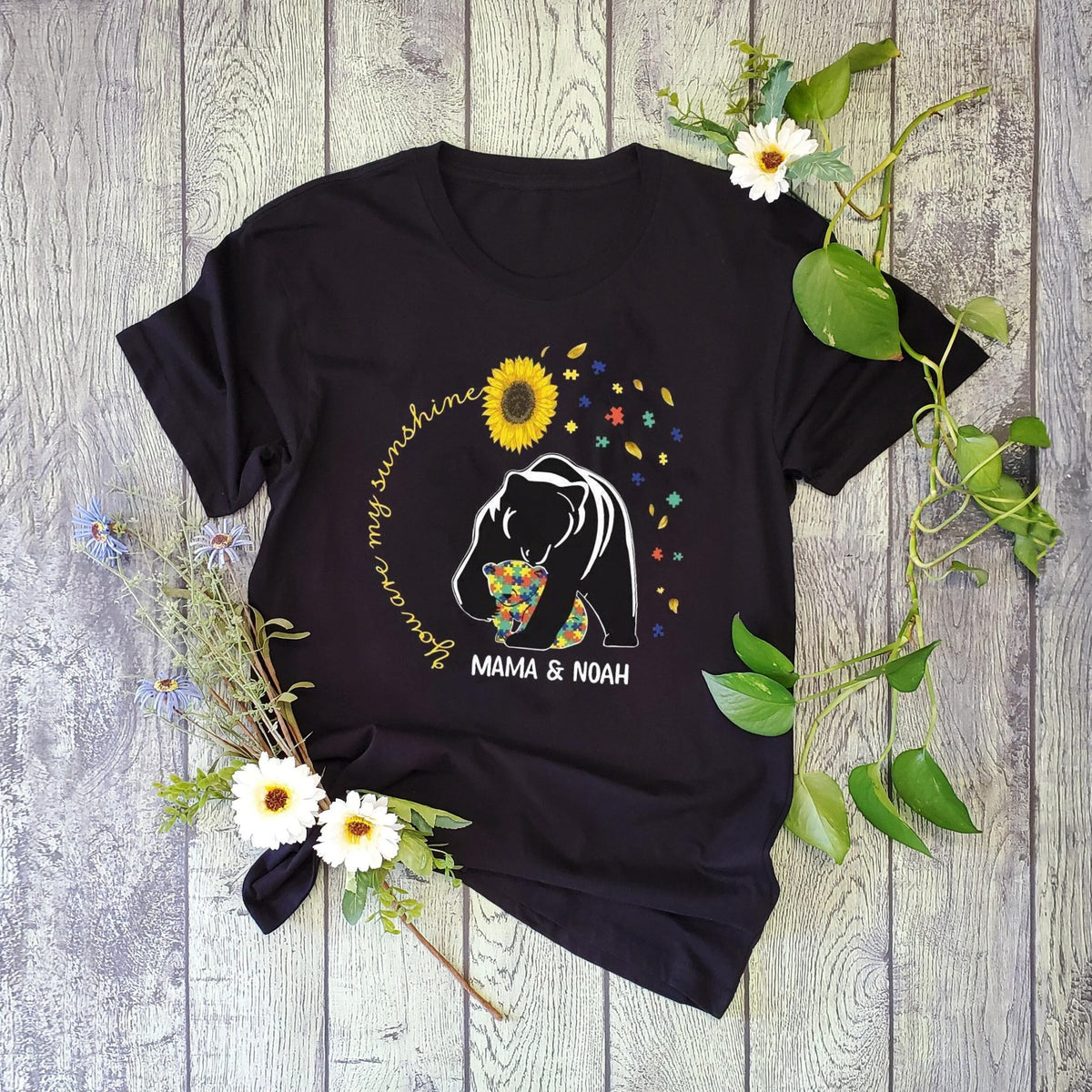 Personalized Mama Bear Autism Mom Shirt