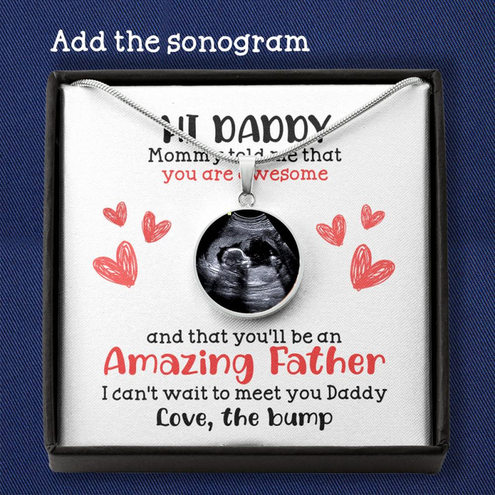 Personalized Gift For Expecting Dad You'll Be An Amazing Father Circle Message Card Heart Necklace