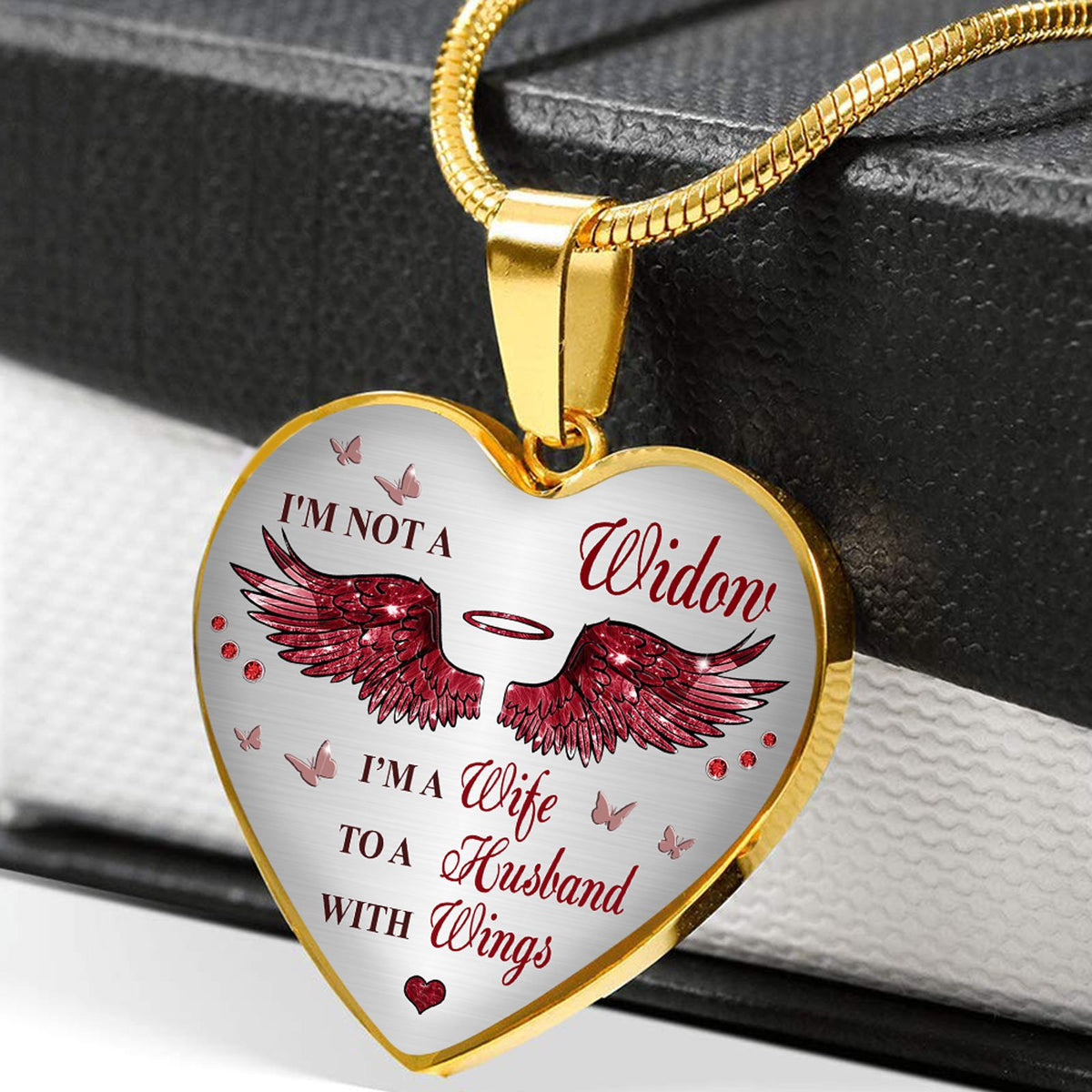 In Loving Memory Loss Of Husband In Heaven I'm Not A Widow Memorial Heart Necklace