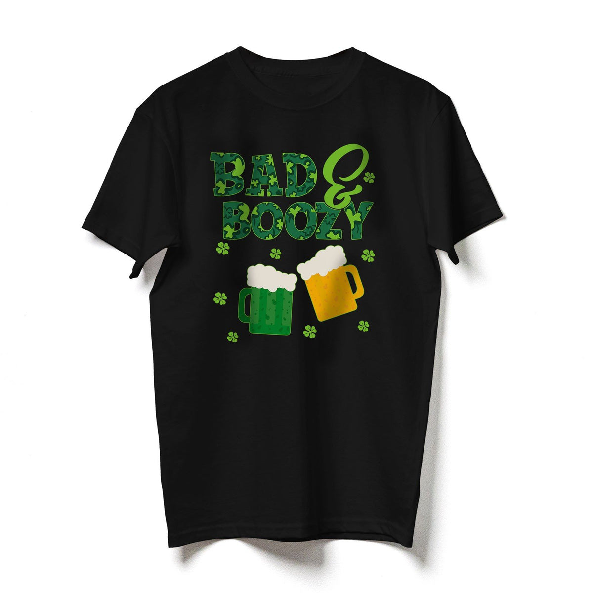 St. Patrick's Bad And Boozy Green Shamrock Leopard Funny TShirt