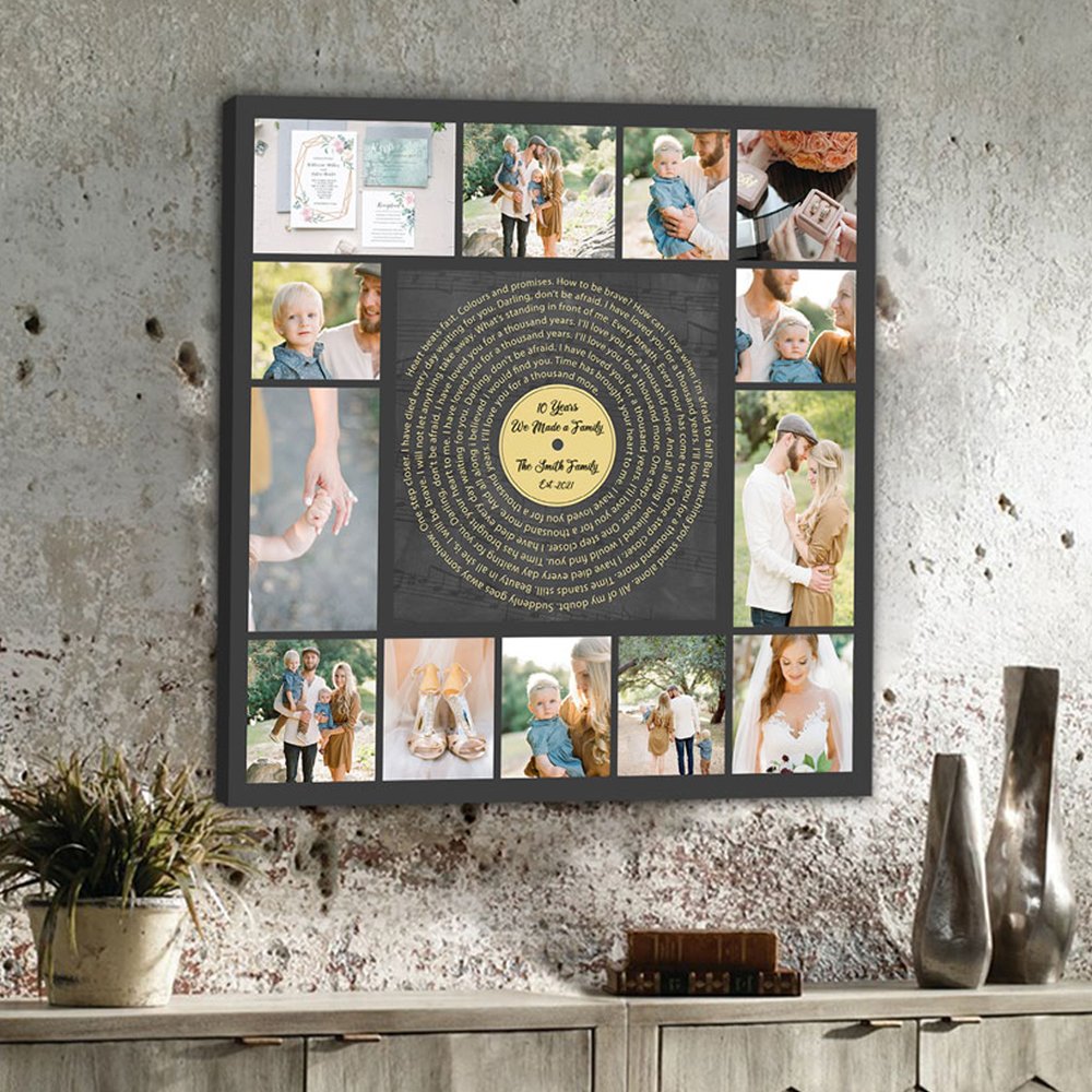 Personalized Gift For Couple Vinyl Record Music Lyric Song Wedding Anniversary Square Canvas