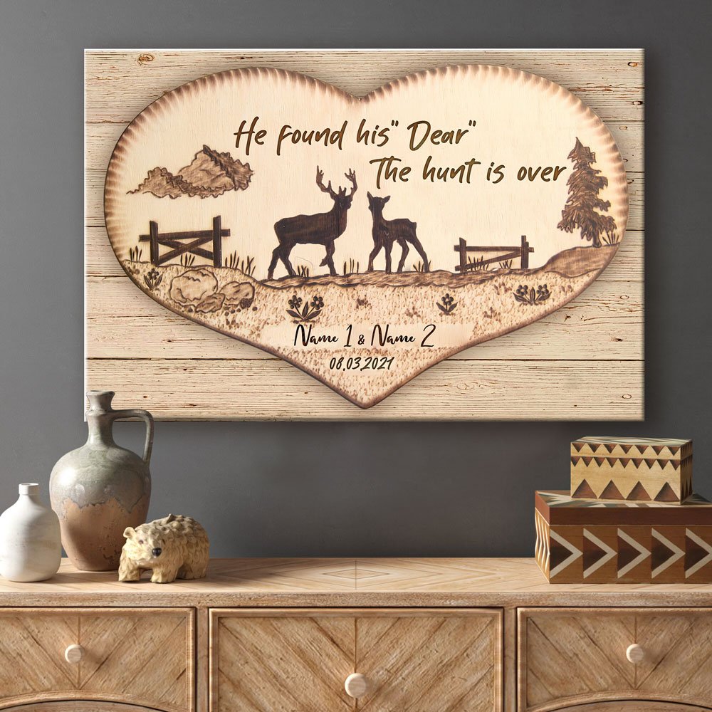 Personalized Anniversary Gift For Wife Deer Couple Hunting Couple He Found His Dear Canvas