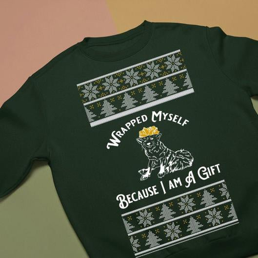 Wrapped Myself Because I'm A Gift Christmas Sweatshirt For Cat Lover