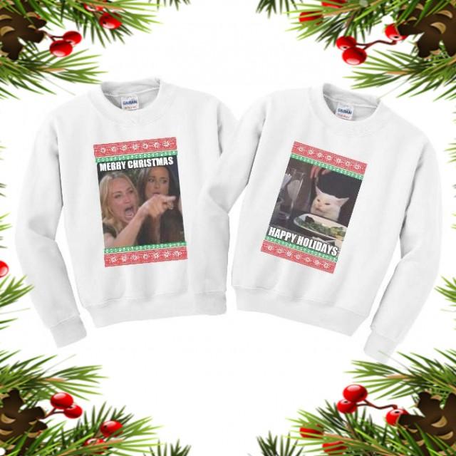Couple Valentine Gifts Women Yelling At A Cat Meme Matching Sweatshirt