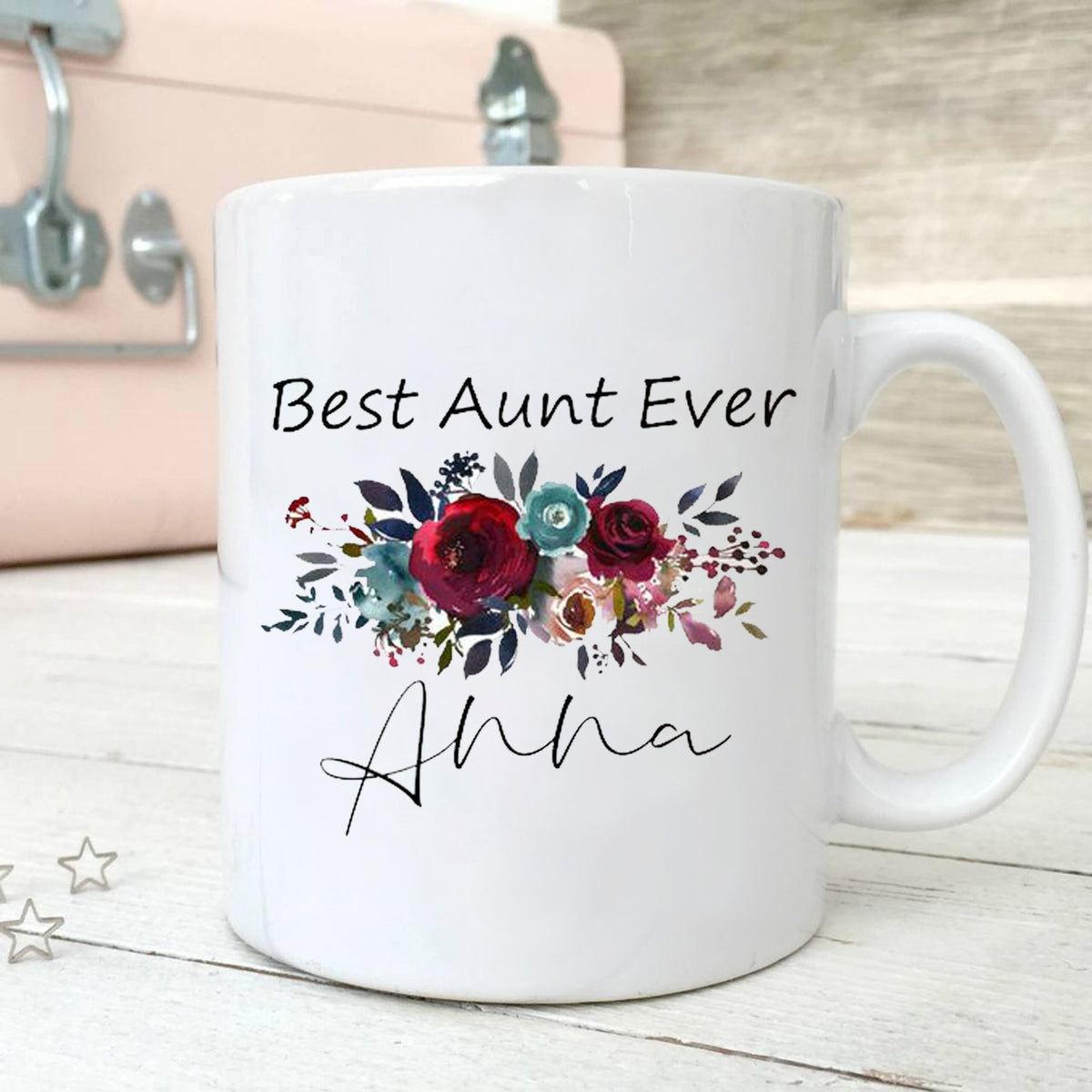 Personalized Best Aunt Ever Custom Name Floral Mug Gift For Her