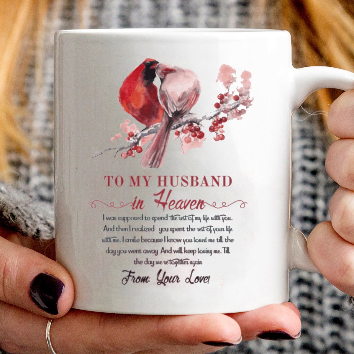 To my husband in heaven cardinal mug memorial gifts