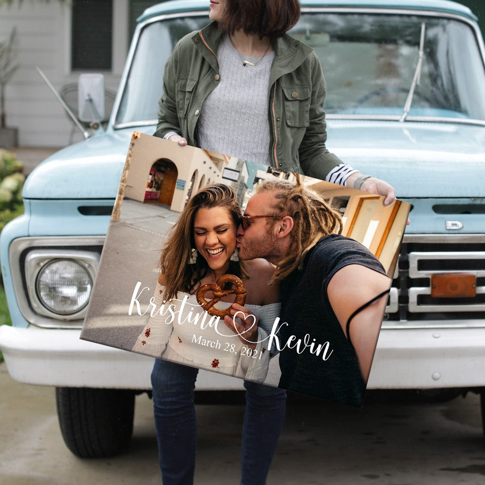 Couple Gift Photo Custom Image Name And Date Personalized Canvas