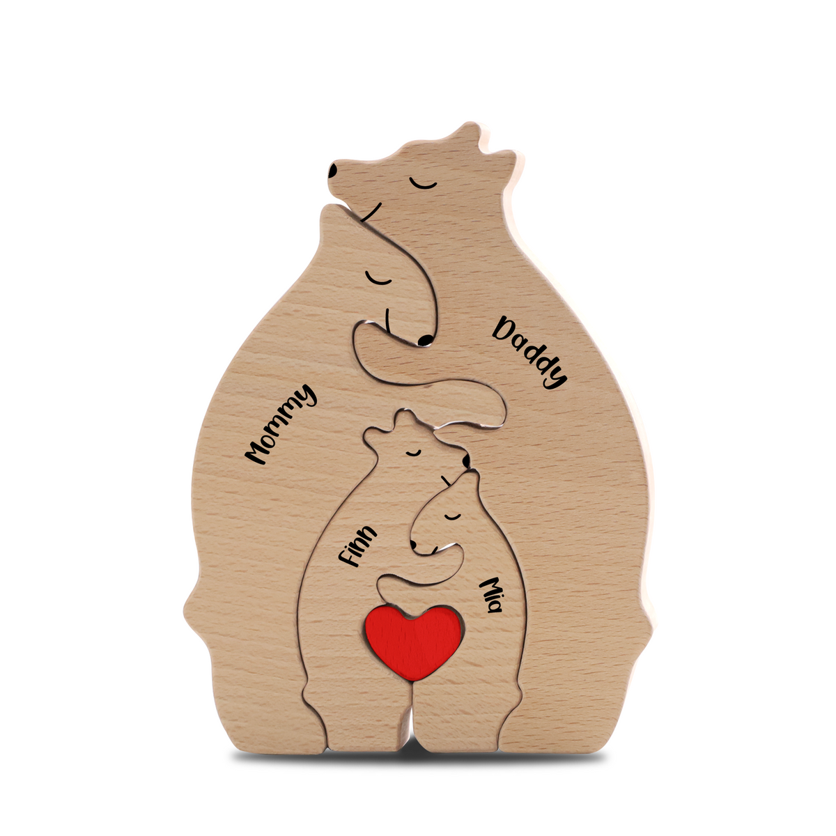 Personalized Wooden Bear Family Puzzle Home Decor Gift for Parents