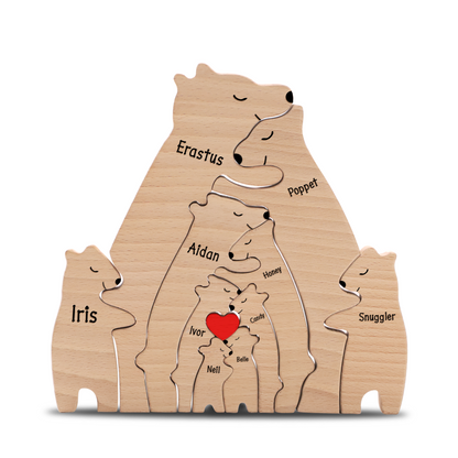 Personalized Wooden Bear Family Puzzle Home Decor Gift for Parents
