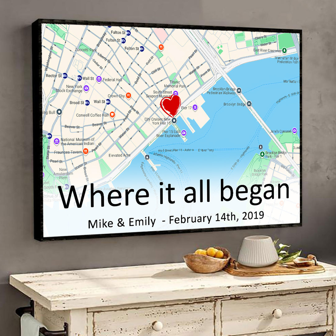 Personalized Gift For Him For Her The First Meeting Street Map Poster