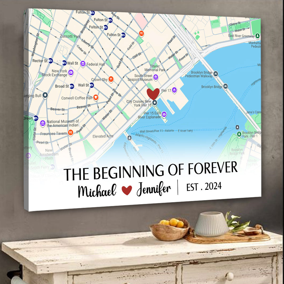 Beginning Of Forever Canvas Personalized Anniversary Gift For Couple