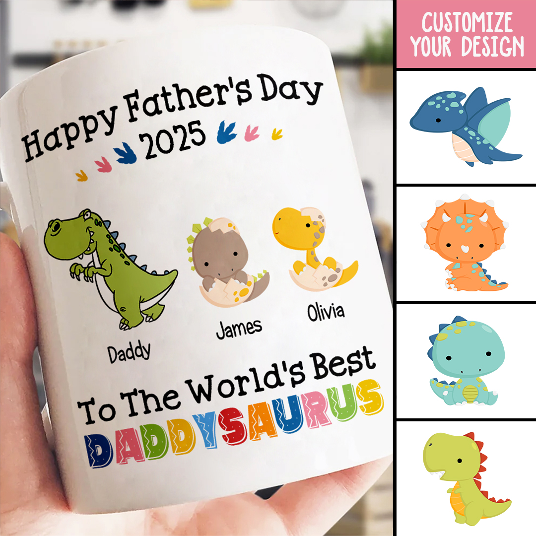 World's Best Daddysaurus Mug Personalized Father's Day Gift For Dad