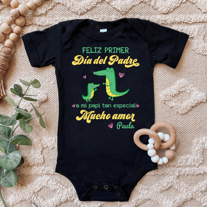 Feliz Primer Día Del Padre Personalized Baby Onesie