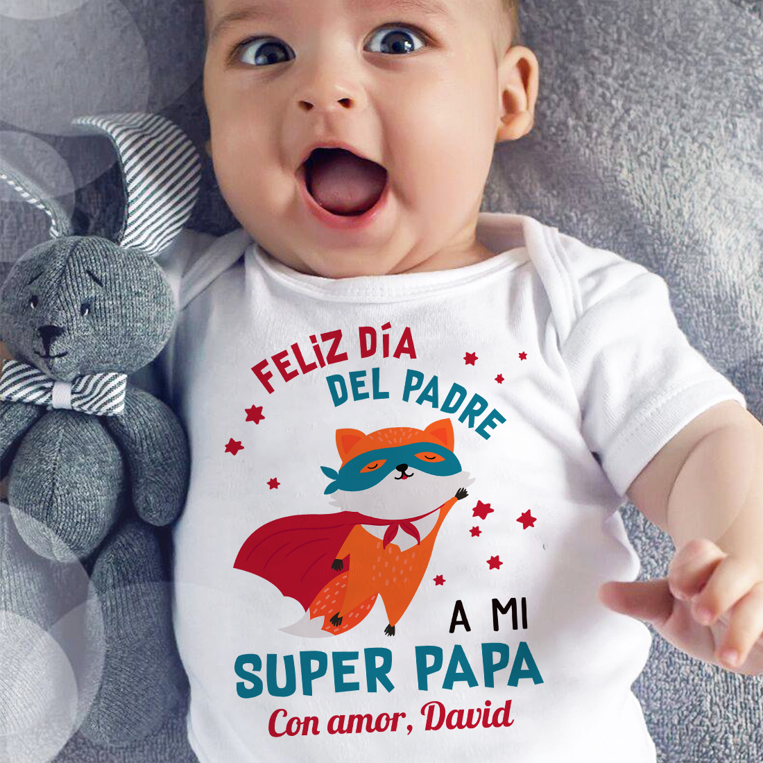 Feliz Día Del Padre A Mi Super Papa - Onero De Bebé Personalizado