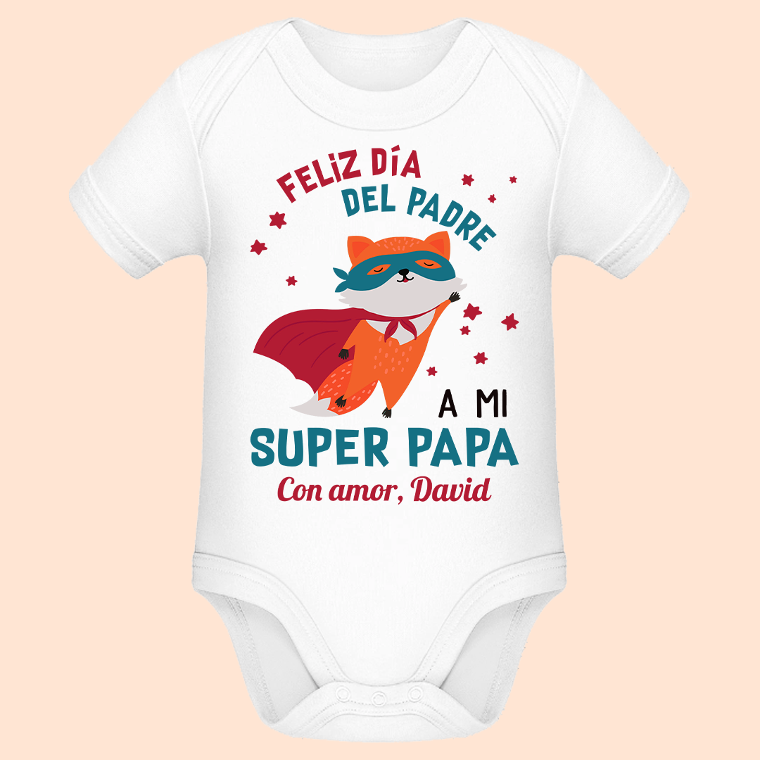 Feliz Día Del Padre A Mi Super Papa - Onero De Bebé Personalizado