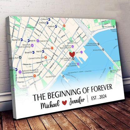 Personalized Couple Gifts The First Meeting Street Map Couple Canvas Customized Anniversary Gifts