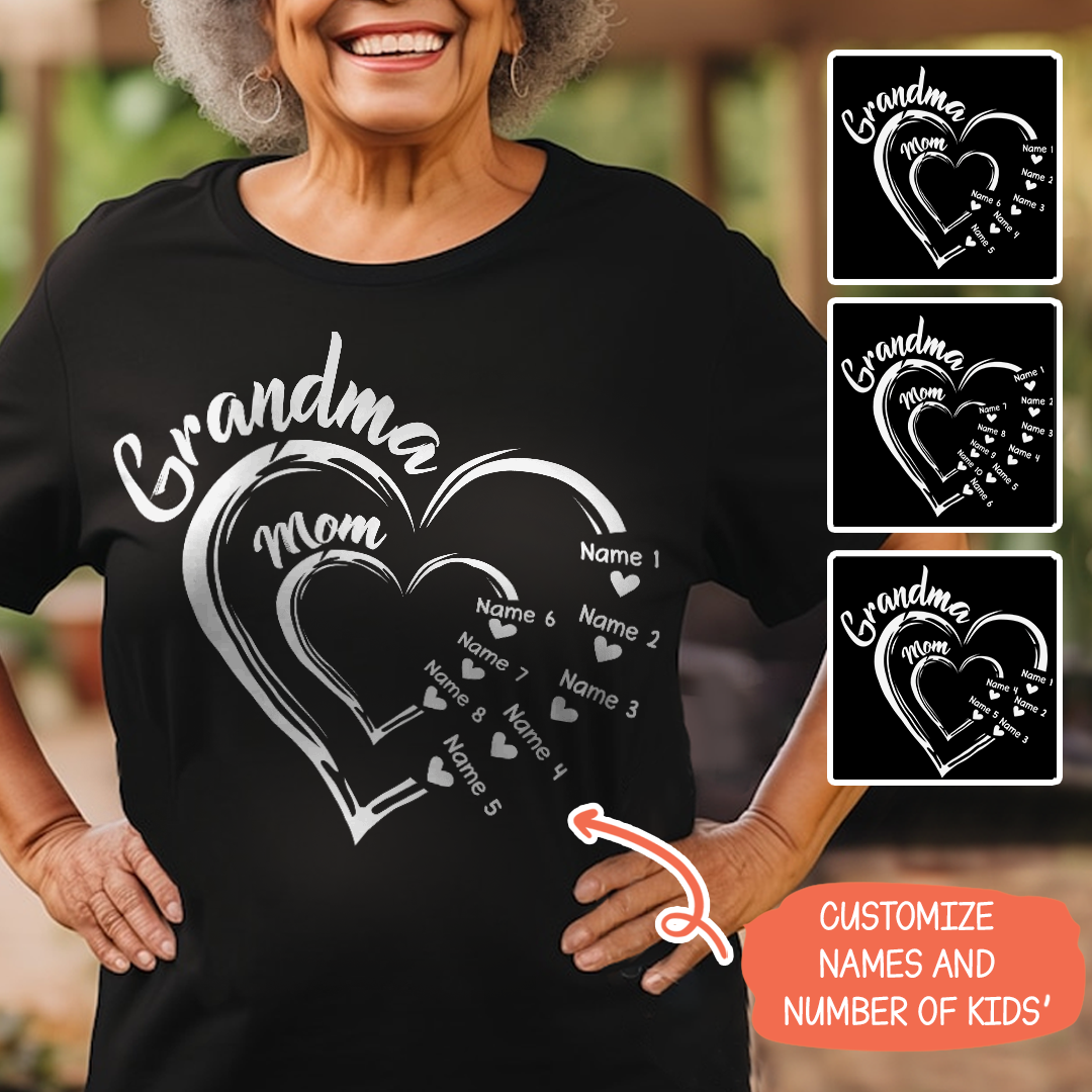 Grandma Mom Heart Meaningful T-shirt Personalized Gift For Grandma