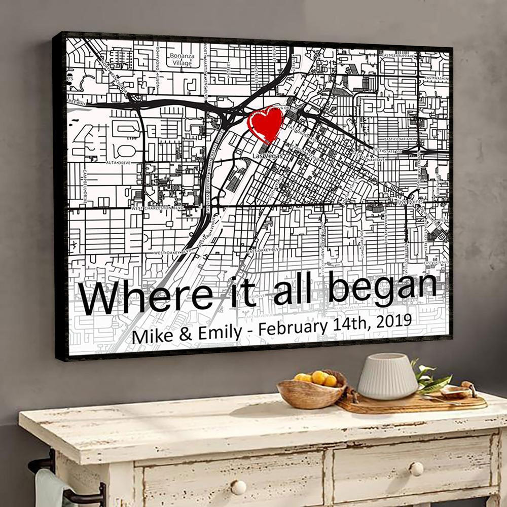 Personalized Gift For Him For Her The First Meeting Street Map Poster