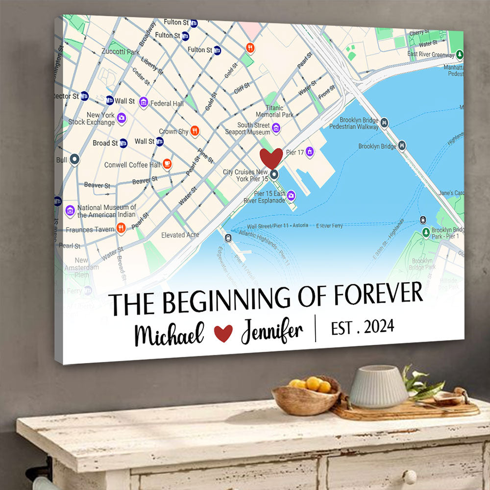 Personalized Couple Gifts The First Meeting Street Map Couple Canvas Customized Anniversary Gifts