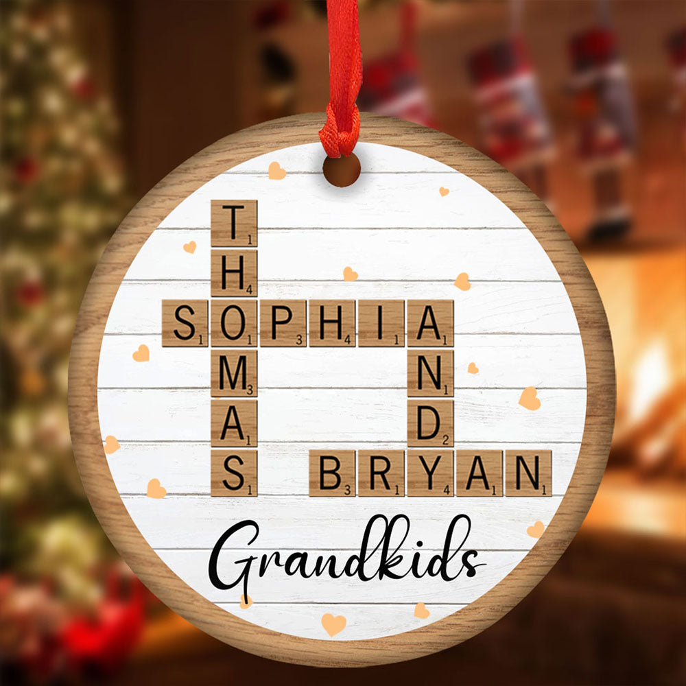 Grandkids Crossword Puzzle Personalized Ornament For Grandparents