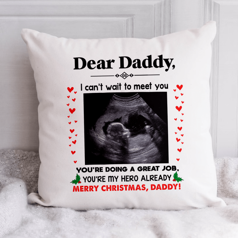 You're My Hero Christmas Throw Pillow Personalized Gift For Expecting Dad