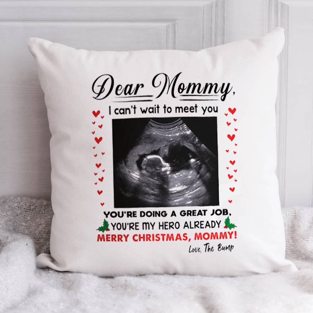 You're My Hero Christmas Throw Pillow Personalized Gift For Expecting Mom