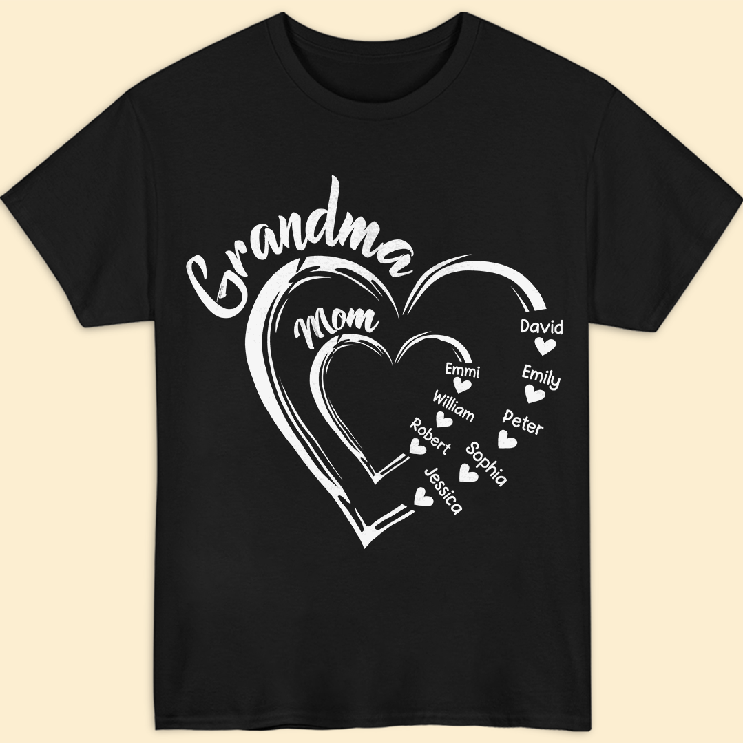 Grandma Mom Heart Meaningful T-shirt Personalized Gift For Grandma