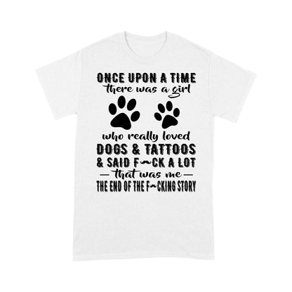 There Was A Girl Who Really Loved Dogs And Tattoos Footprints Shirt Gift For Dog Lover