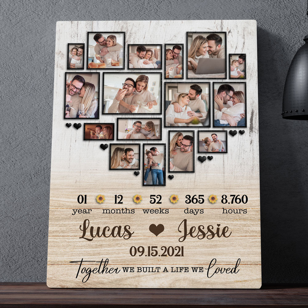1 Year 1st Wedding Anniversary Wife Husband Personalized Photo Canvas