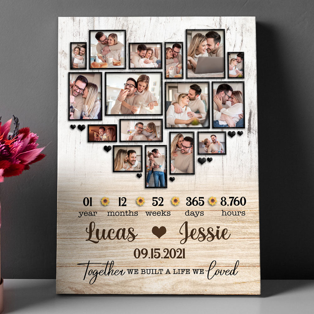 1 Year 1st Wedding Anniversary Wife Husband Personalized Photo Canvas