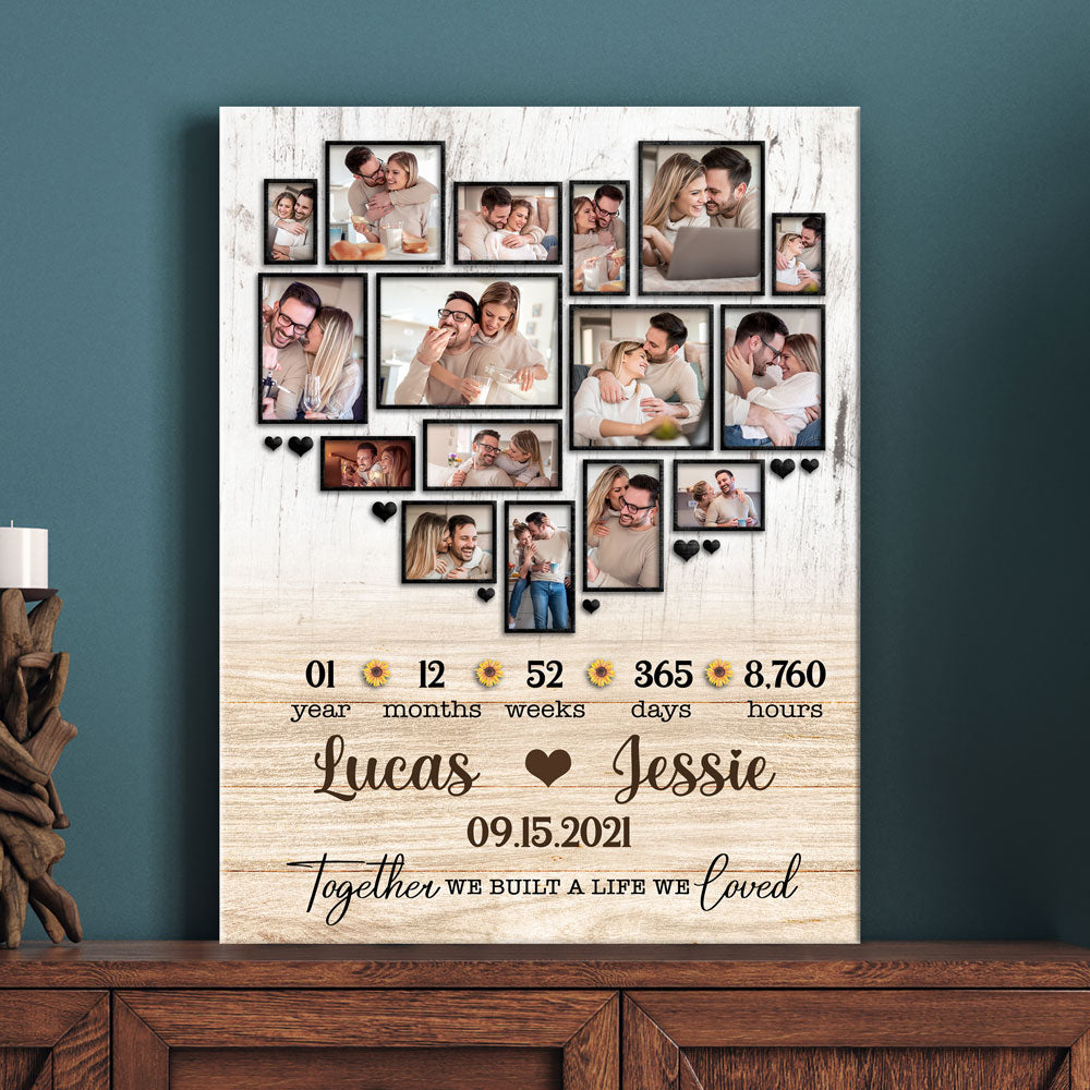1 Year 1st Wedding Anniversary Wife Husband Personalized Photo Canvas