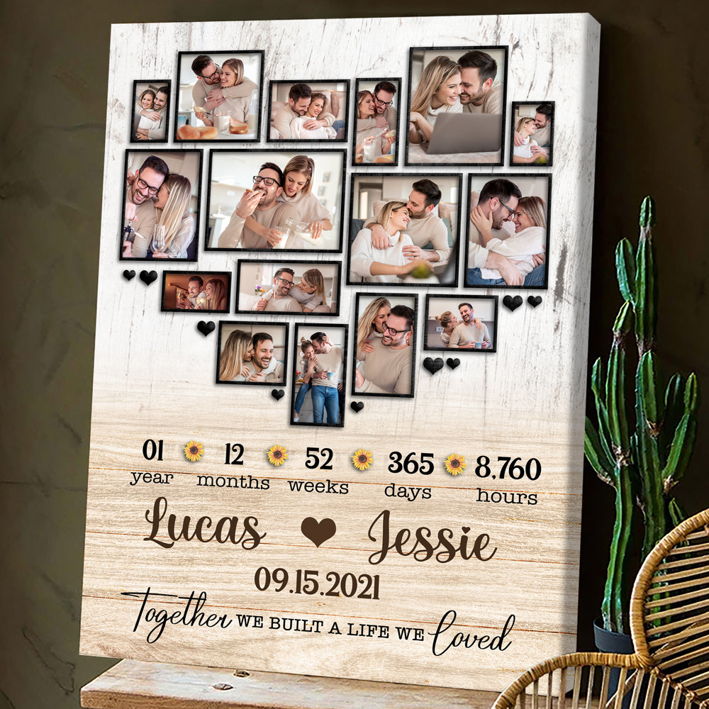 1 Year 1st Wedding Anniversary Wife Husband Personalized Photo Canvas