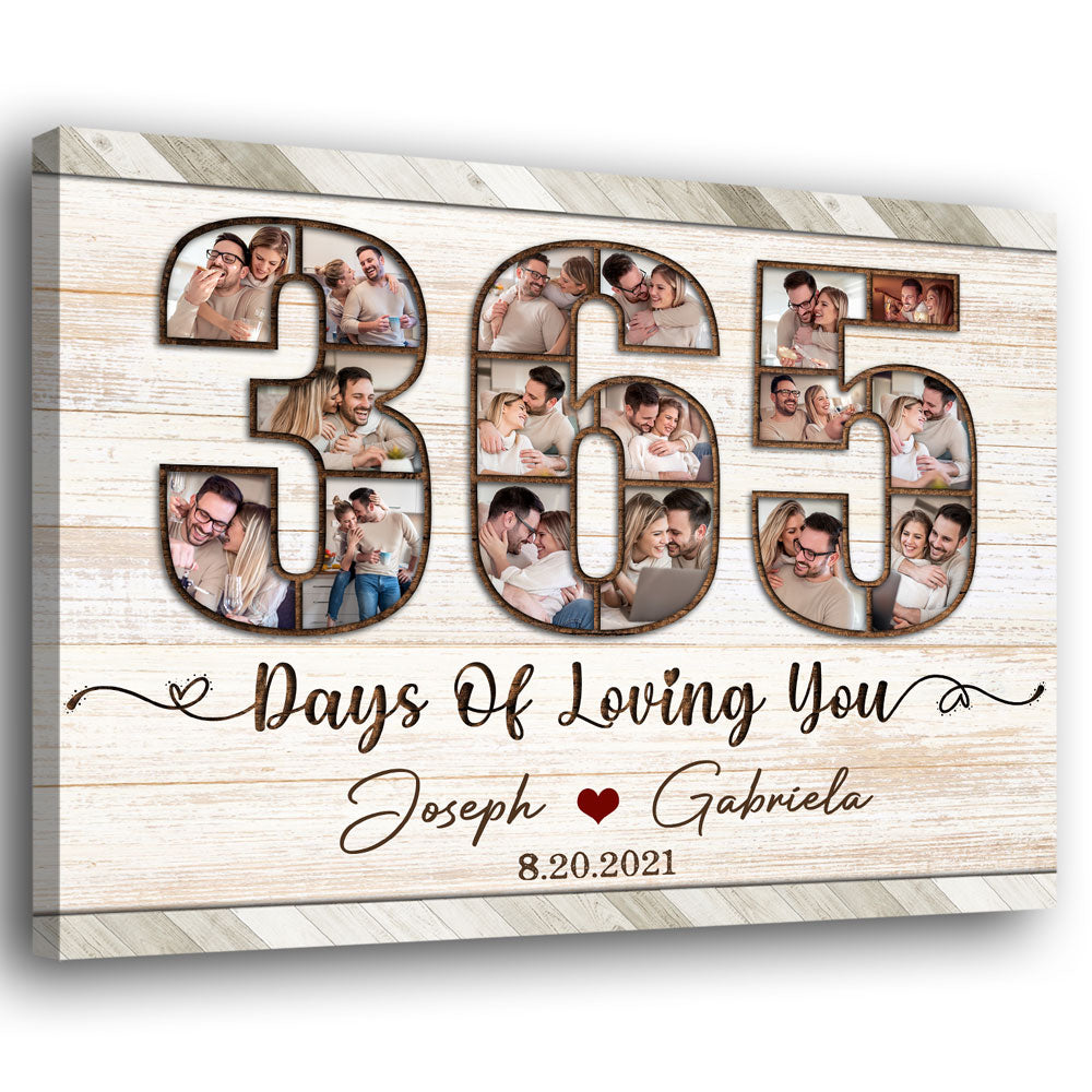 1 Year 1st Wedding Anniversary 365 Days Photo Personalized Canvas
