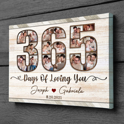 1 Year 1st Wedding Anniversary 365 Days Photo Personalized Canvas