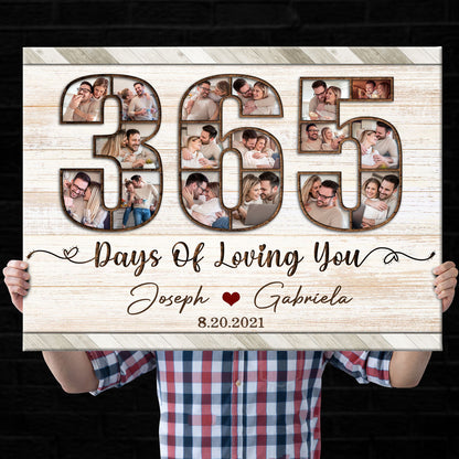 1 Year 1st Wedding Anniversary 365 Days Photo Personalized Canvas