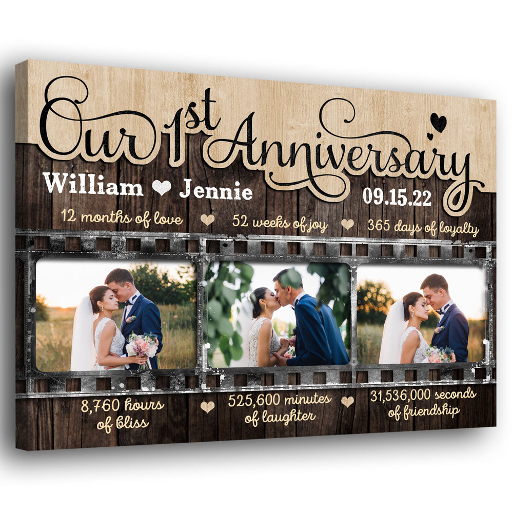 1 Year Anniversary 1st Romantic Wife Husband Personalized Photo Canvas