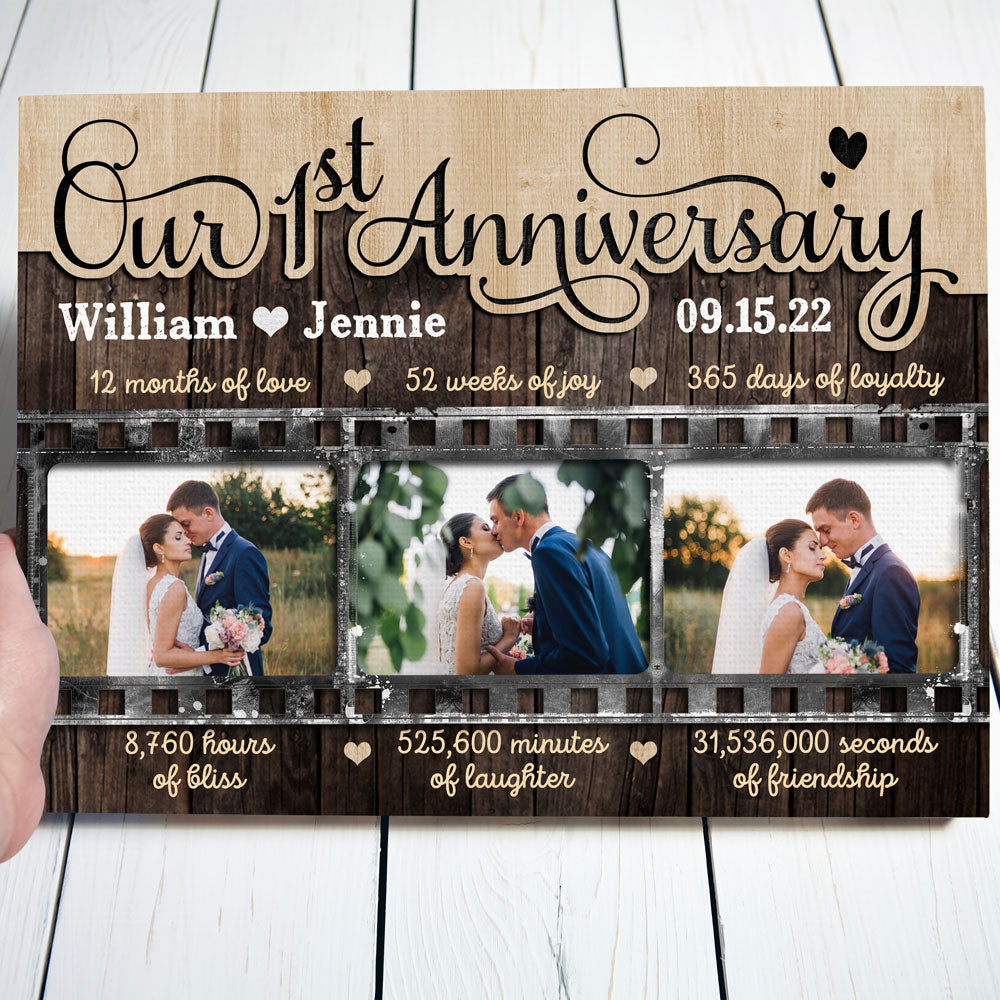 1 Year Anniversary 1st Romantic Wife Husband Personalized Photo Canvas
